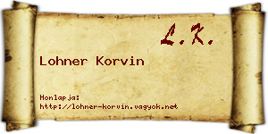 Lohner Korvin névjegykártya